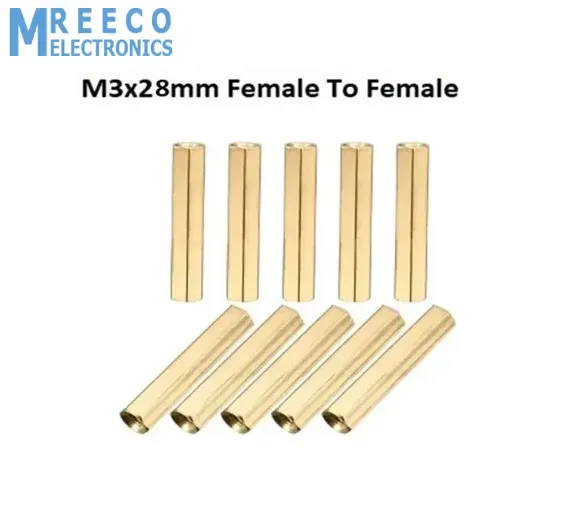 M3x28mm Female To Female Thread Brass Hex Standoff PCB Pillar Spacer