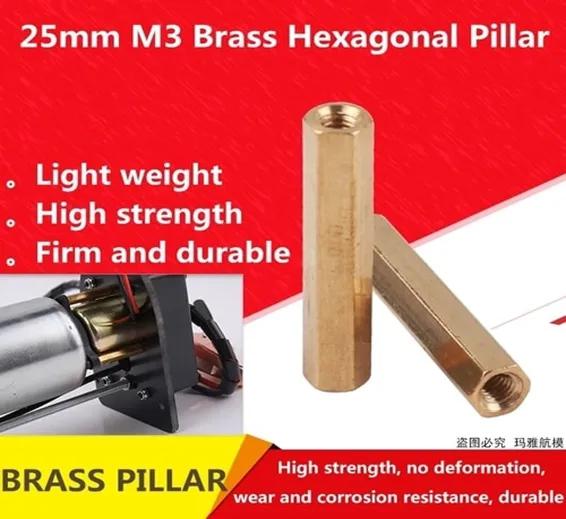 M3x28mm Female To Female Thread Brass Hex Standoff PCB Pillar Spacer