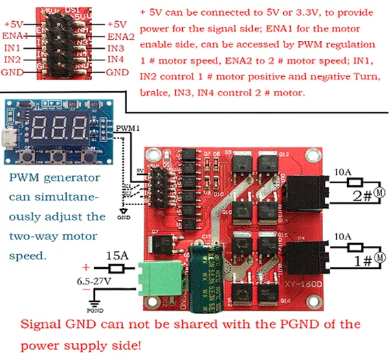 Dual DC Motor Drive Module 7A 160W Industrial Grade Positive And Negative PWM Speed Regulation L298 Logic