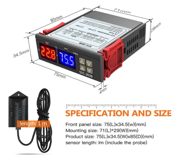 220V STC-3028 Temperature Humidity Control Thermometer