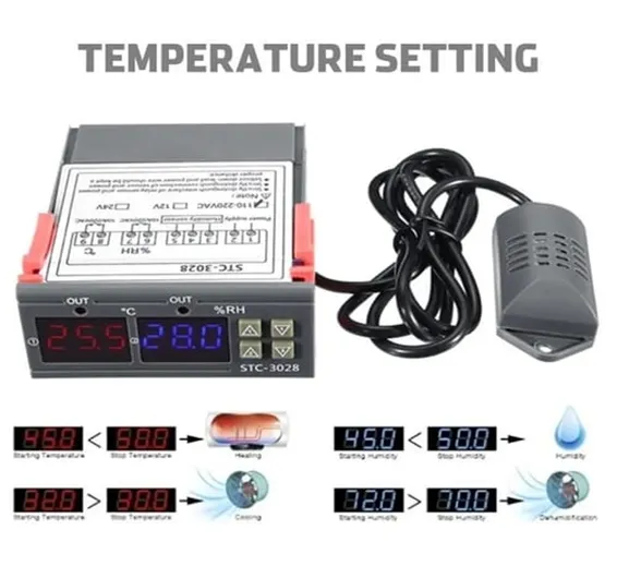 Digital Thermostat Temperature Humidity Control Thermometer Hygrometer 220V STC-3028