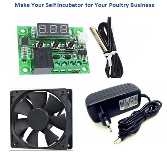 Incubator Controller Kit W1209+ 3 inch Fan+Power Supply Adapter 12v 1A