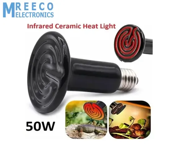 Mini Infrared Ceramic Heating Bulb Light 50W 220V Electric Heating Element For Egg Incubator Reptile Pets Birds