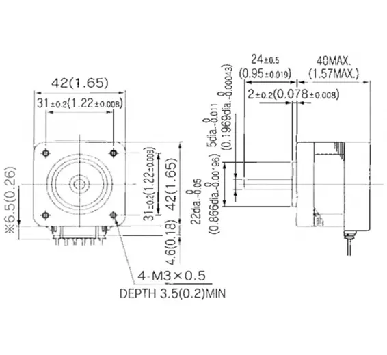 Dual Shaft 0.6 Degree/Step 3 Phase Hybrid Stepper Motor NEMA 17