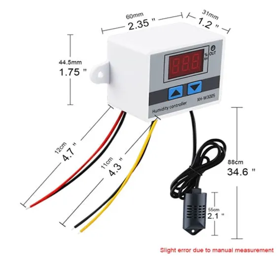 Digital Humidity Controller XH-W3005 Adjustable 220v 10A Hygrometer Switch Controller