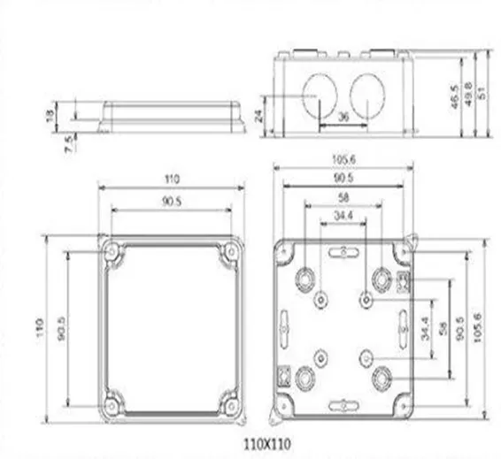 ABS Plastic Waterproof Junction Box Universal Electrical Project Enclosure 150x110x70mm