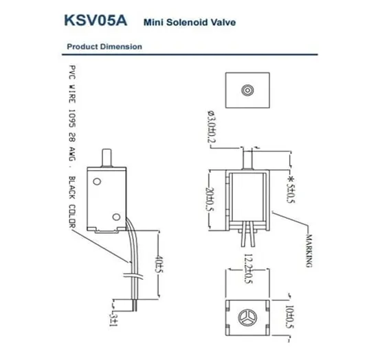 Mini 3V DC Solenoid Valve KSV05A Normally Open For Gas Air Valve