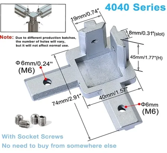 3 Way End Corner Bracket Connector for T Slot Aluminum Extrusion Profile 4040