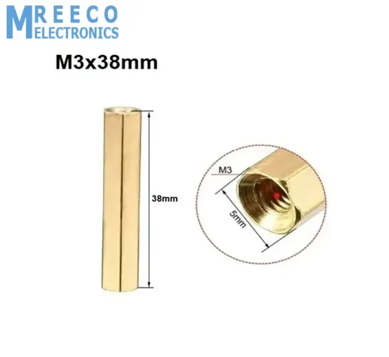 M3x38mm Female To Female Thread Brass Hex Standoff PCB Pillar Spacer