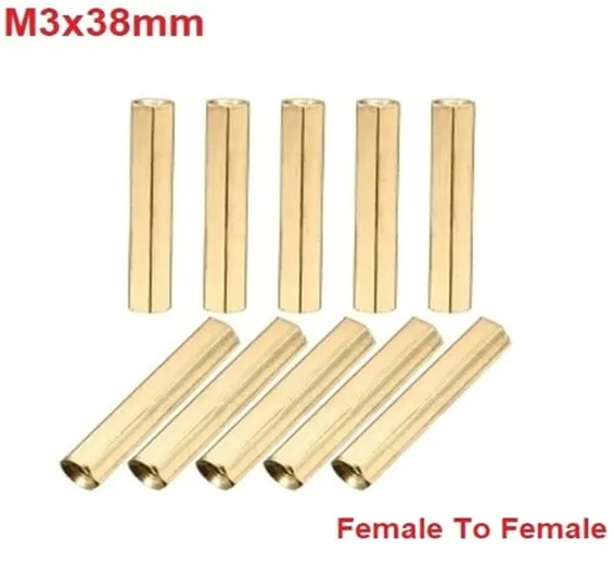 M3x38mm Female To Female Thread Brass Hex Standoff PCB Pillar Spacer