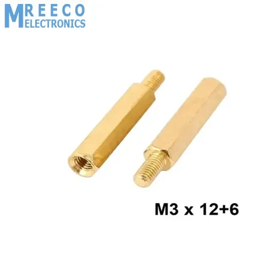 M3 Thread 12+6mm Male To Female Brass Hex PCB Standoff Spacer Pillar