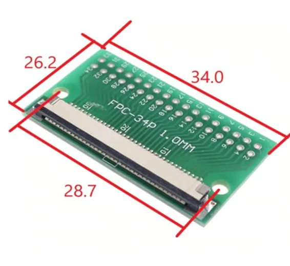 FPC FFC 34 Pin 1.0mm 0.5mm Pitch Adapter Plate Connector PCB Board SMD Converter