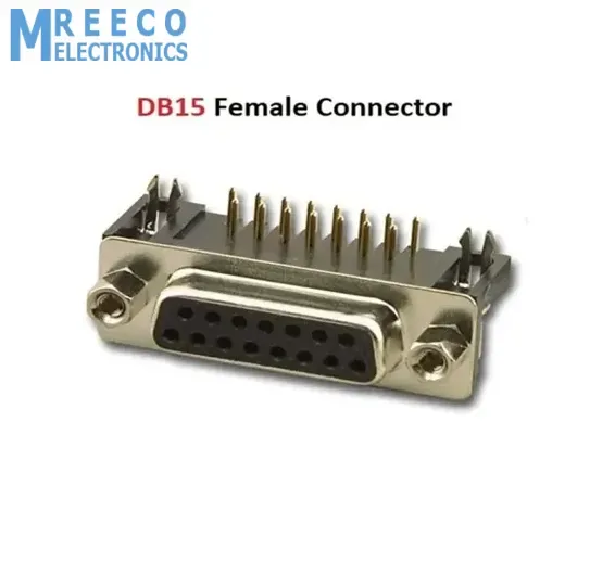 DB15 Female Right Angle Connector 0.318 DB 15SR PCB Mounting 15 Pin 2 Rows Connector