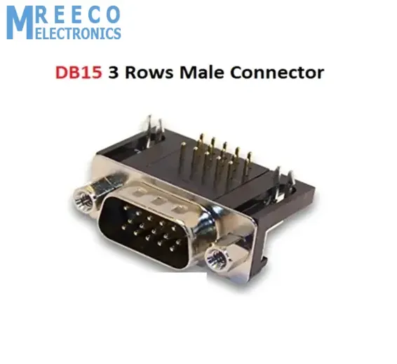 DB15 Male Right Angle Connector D Sub High Density PCB Mounting 15 Pin 3 Rows Connector DBHD 15