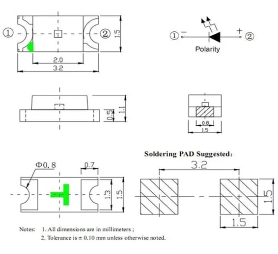 Green SMD 1206 LED Super Bright Light Emitting Diode In Pakistan