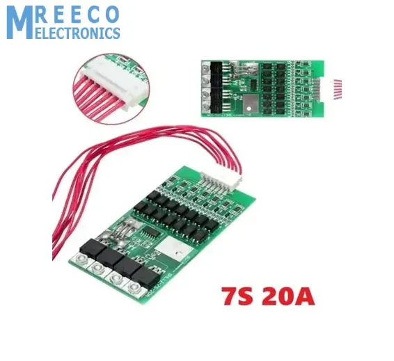 7s 24v 20A 18650 Lithium Lion Battery Charger Module Protection Board BMS PCB With Wire