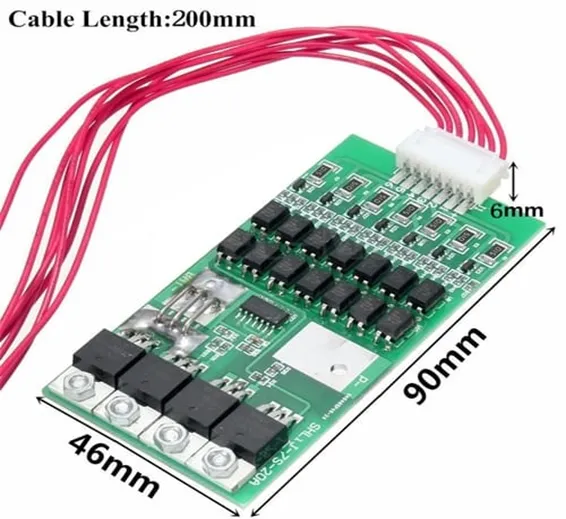 7s 24v 20A 18650 Lithium Lion Battery Charger Module Protection Board BMS PCB With Wire