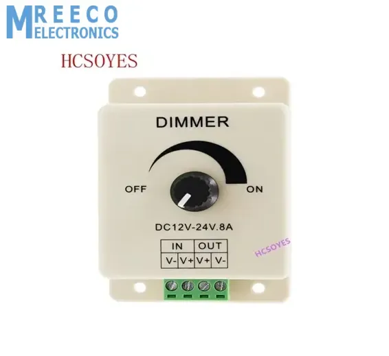 8A LED Dimmer DC 12V 24V 360W Adjustable Brightness Lamp Bulb