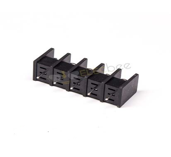 5 Pin Terminal Block Connector Straight Through Hole Black Barrier Terminal