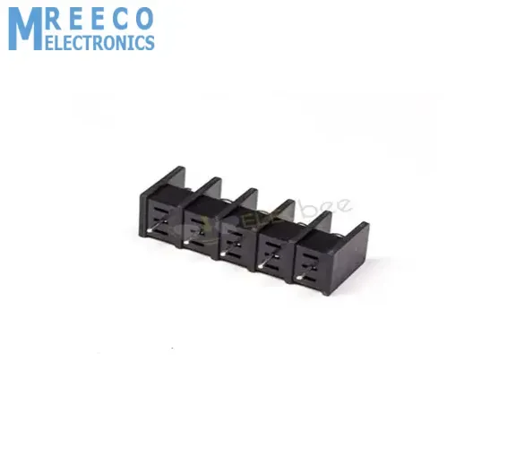 5 Pin Terminal Block Connector Straight Through Hole Black Barrier Terminal