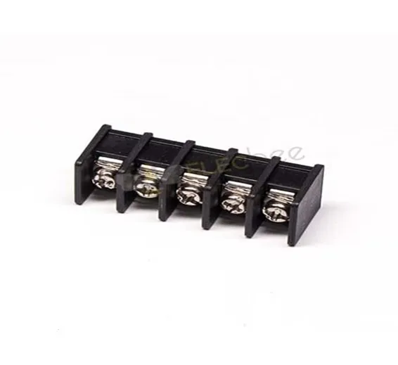 5 Pin Terminal Block Connector Straight Through Hole Black Barrier Terminal