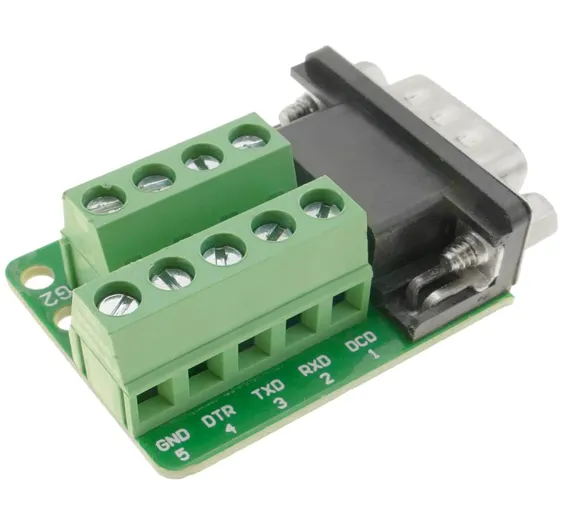 RS232 Adapter serial connection DB9-male to 9-pin terminal block Breakout Board