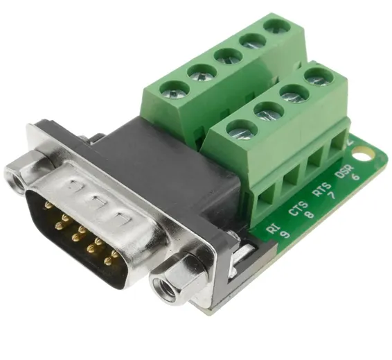 RS232 Adapter serial connection DB9-male to 9-pin terminal block Breakout Board