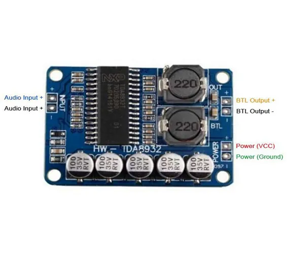 35W Digital Amplifier Board TDA8932 Mono Audio Power Amplifier Module Low Power Consumption