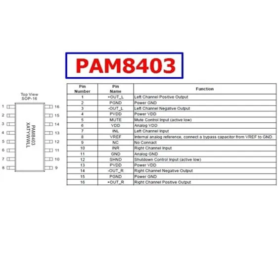 PAM8403 Audio Power Amplifier IC SOP 16