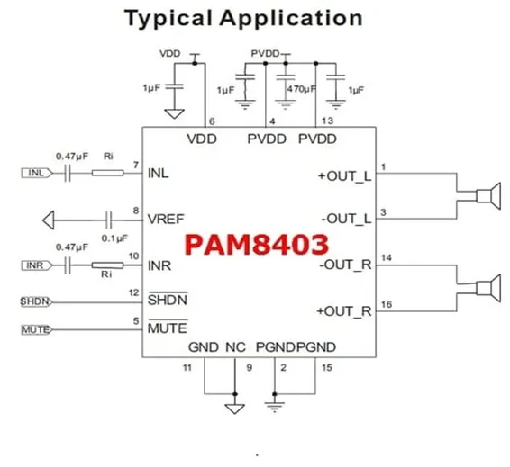 PAM8403 Audio Power Amplifier IC SOP 16