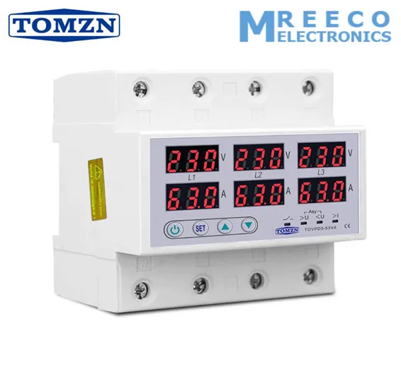 ORIGINAL TOMZN TOVPD3-63VA 3 Three Phase Automatic Over And Under Voltage Protection Relay