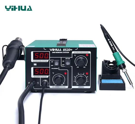 YIHUA 852D+ 2 in1 Pump Type 660W Hot Air Gun Digital Soldering Iron Desoldering Station SMD Constant Temperature Rework Station