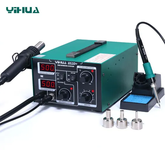 YIHUA 852D+ 2 in1 Pump Type 660W Hot Air Gun Digital Soldering Iron Desoldering Station SMD Constant Temperature Rework Station