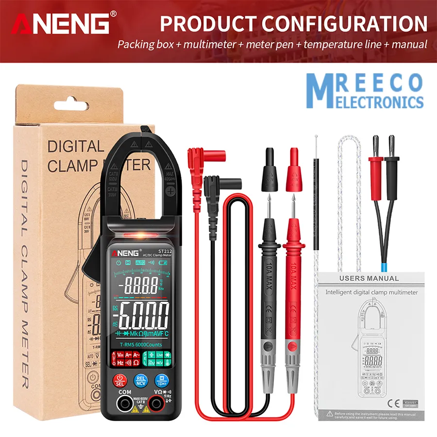 ANENG ST212 Digital DC/AC Clamp Meter Current 400A Amp Multimeter Large ...
