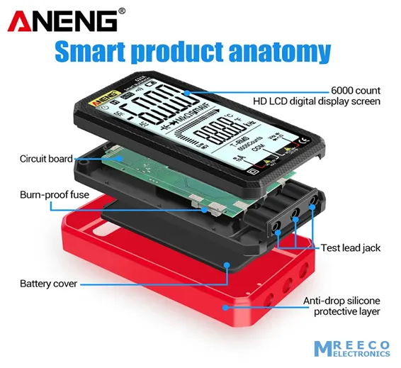 ANENG 620A Digital Smart Multimeter Transistor Testers 6000 Counts True RMS Auto Electrical Capacitance Meter Temp Resistance