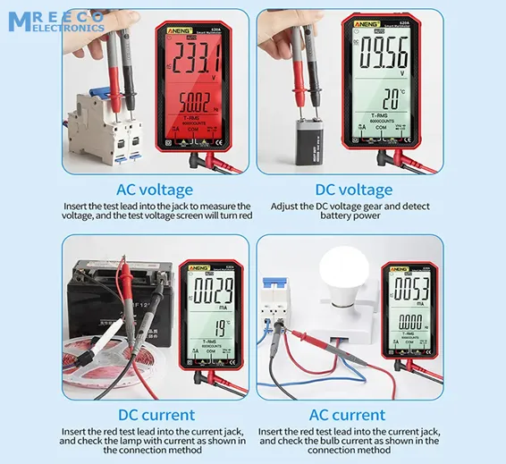 ANENG 620A Digital Smart Multimeter Transistor Testers 6000 Counts True RMS Auto Electrical Capacitance Meter Temp Resistance