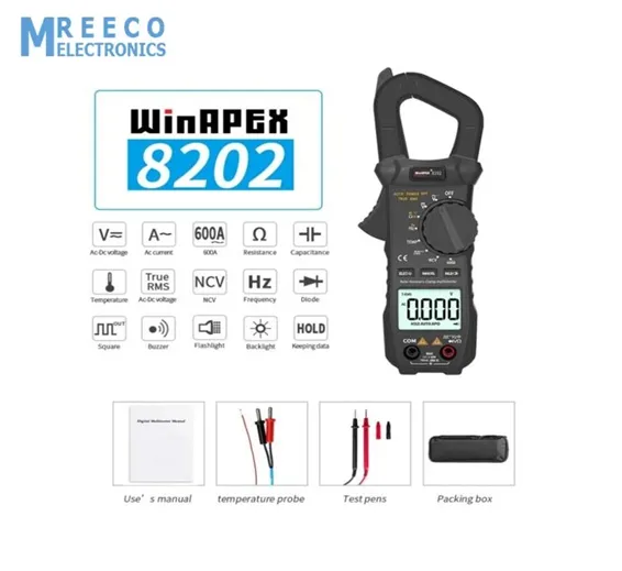 WinAPEX 8202 ET8202 Pocket 6000 Counts True RMS Clamp Meter AC Voltage and Current Digital Multimeter Automatic Digital Meter With Square Wave Output